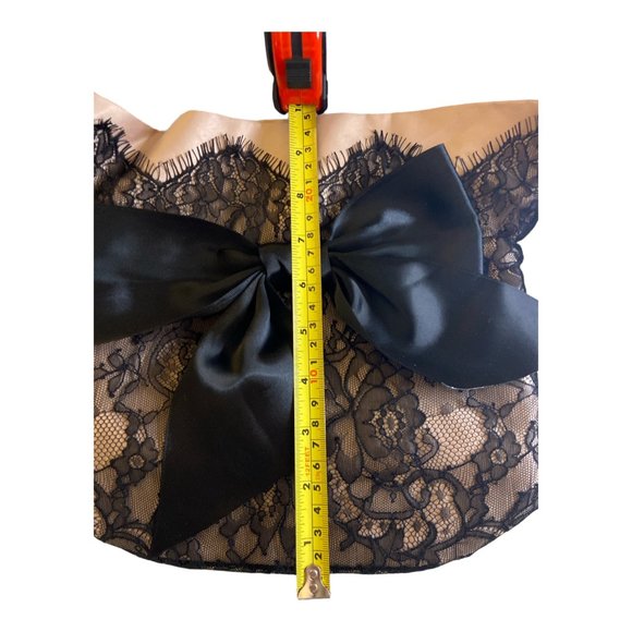 MARCHESA Satin Lace Pink Nude Taupe Black Clutch Evening Makeup Bag - Picture 5 of 6